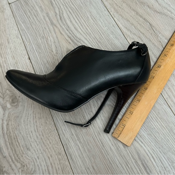 Genuine Leather Ankle Boot, Black Ankle Heels - Picture 9 of 13